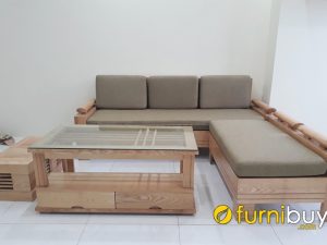 mẫu sofa góc gỗ sồi đẹp