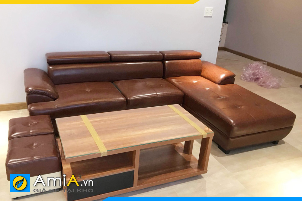 Hình ảnh thực tế mẫu ghế sofa da AmiA094. Khách hàng thường thích những bức ảnh chụp thực tế sản phẩm, trong nhiều không gian phòng khách khác nhau...hơn là ảnh mẫu thiết kế trên máy.