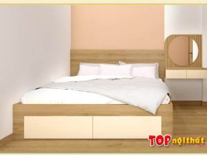 Hình ảnh Giường ngủ đơn giản liền bàn trang điểm nhỏ gọn GNTop-0126