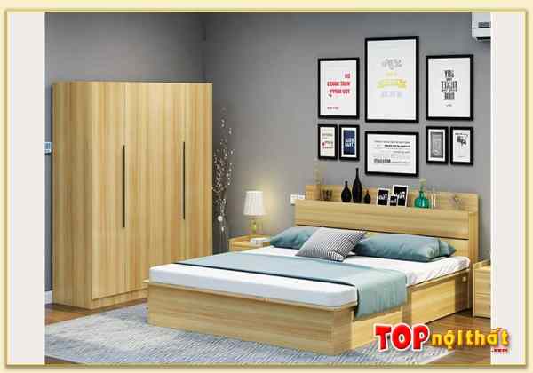 Hình ảnh Giường ngủ gỗ công nghiệp kết hợp tủ quần áo GNTop-0051