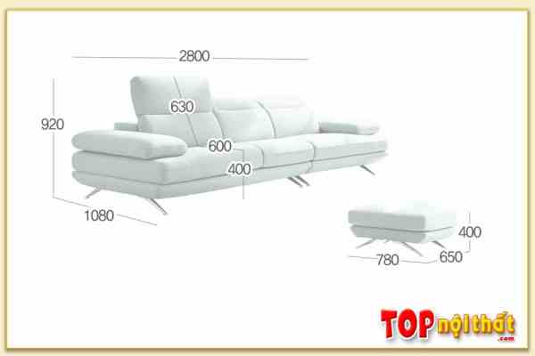 Hình ảnh Kích thước chi tiết ghế sofa văng đẹp SofTop-0981