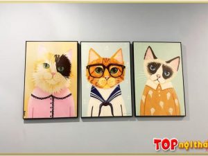 Tranh canvas phòng trẻ em 3 chú mèo TraTop-1774