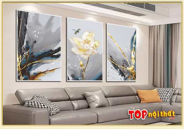 Tranh Canvas treo tường hoa sen 3D ở chung cư TraTop-3564