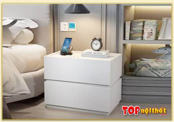 Hình ảnh Tủ đầu giường nhỏ gọn màu trắng TDGTop-0026