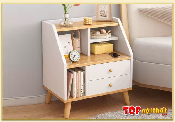 Hình ảnh Tủ gỗ đầu giường nhỏ đẹp chân gỗ kích thước 12cm TDGTop-0016