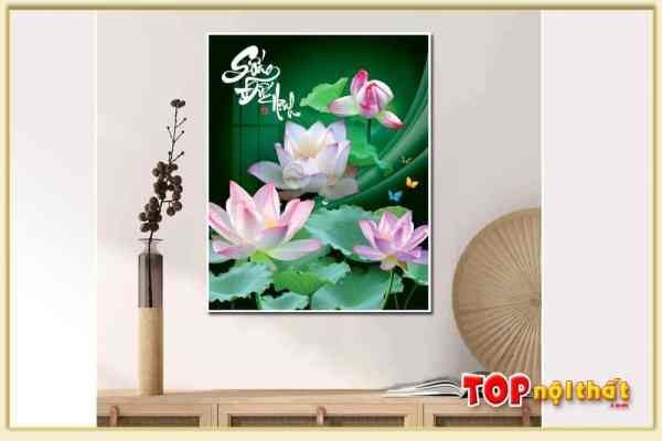 Hình ảnh Bộ tranh hoa sen hồng 1 tấm canvas hiện đại TraTop-3059