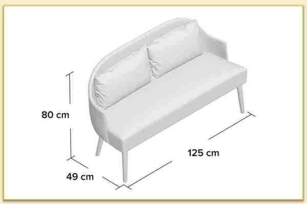 Hình ảnh Chi tiết kích thước sofa văng nhỏ mini Softop-1282
