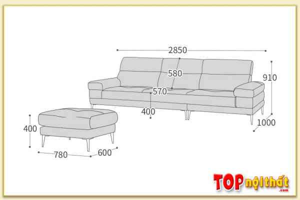 Hình ảnh Kích thước chi tiết mẫu ghế sofa văng đẹp SofTop-0859