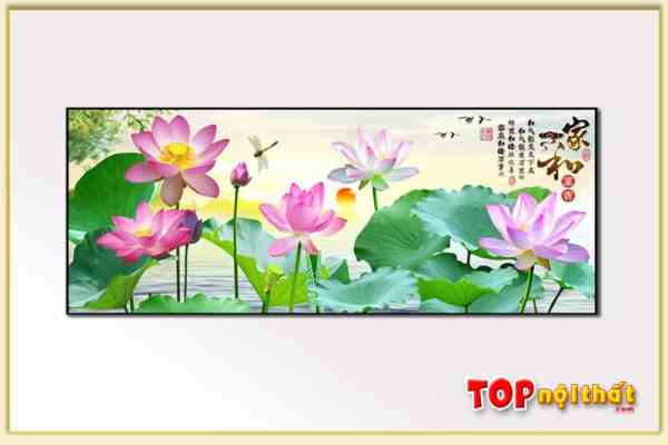 Hình ảnh Tranh hoa sen treo phòng khách Trung Quốc đẹp TraTop-3083