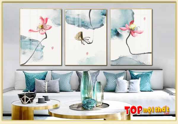 Tranh hoa sen Canvas đơn giản lại đẹp cho phòng khách TraTop-3581