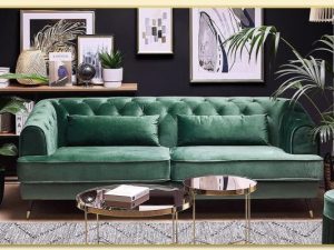 Hình ảnh Ghế sofa văng đôi 2 chỗ màu xanh đẹp Softop-1250