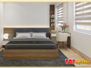 Hình ảnh Giường ngủ đơn giản liền bàn trang điểm gỗ công nghiệp GNTop-0120