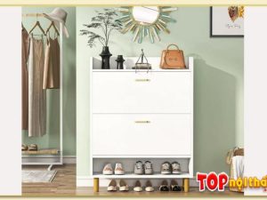 Hình ảnh mẫu tủ giày gỗ màu trắng đẹp cho gia đình TGDTop-2495